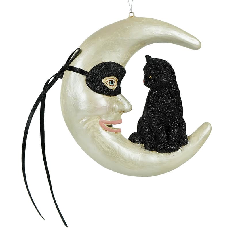 Hallow’s Eve Cat on Moon Ornament