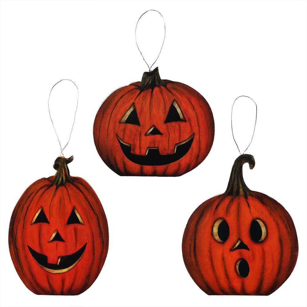 Hallows Eve Pumpkin Dummy Board Ornaments Set/3