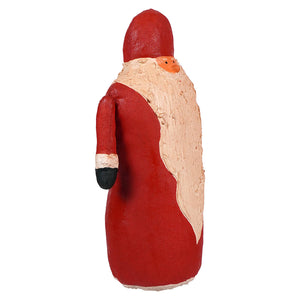 Wooden figurine of Santa Claus painted in red and white.
