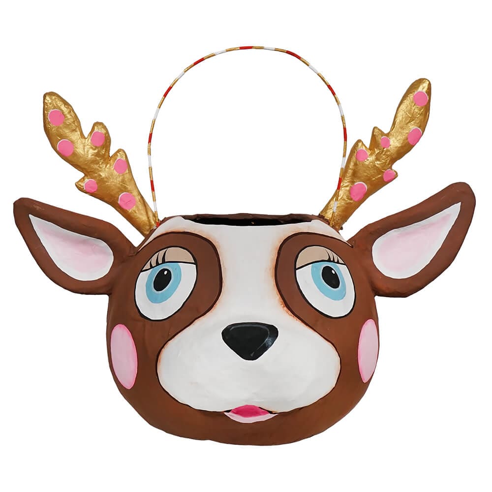 Hand Painted Reindeer Bucket