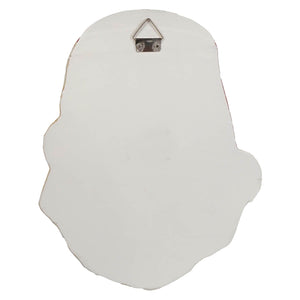 White handcrafted retro santa wall decor with irregular shape and metallic triangular hook for easy hanging
