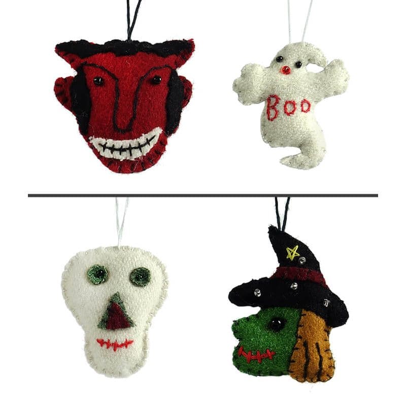 Handmade Small Halloween Ornaments Set/4