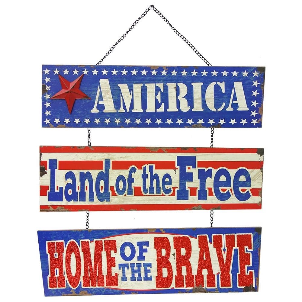 Hanging 3 Verse Patriotic Sign