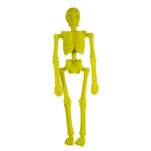 Hanging Lime Green Posable Flocked Skeleton - Halloween