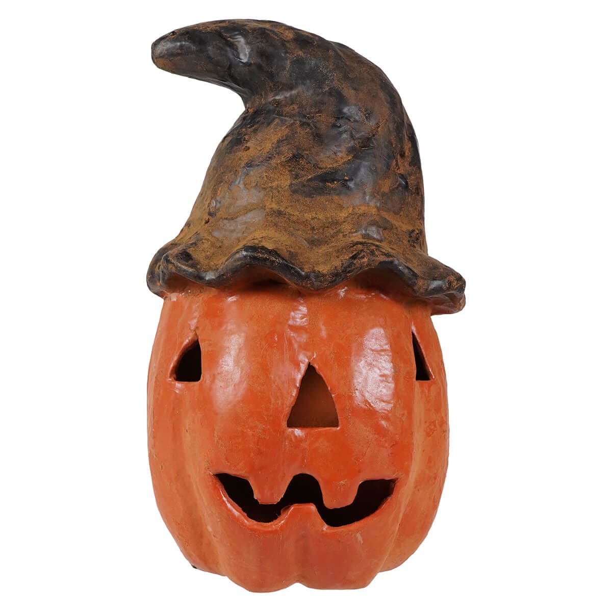 Hanging Orange Pumpkin Jack-O’-Lantern Wearing Black Hat - Halloween