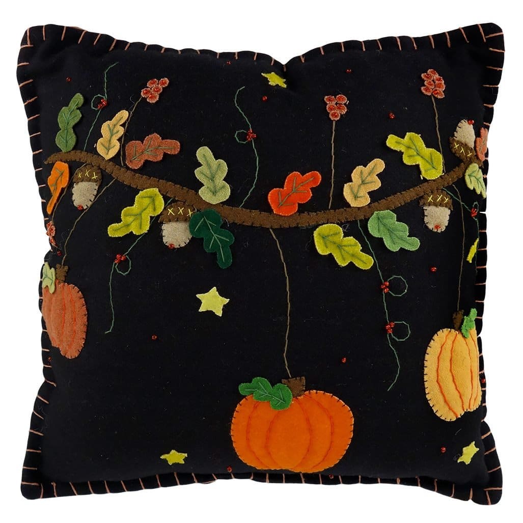 Hanging Pumpkins From Fall Garland Pillow