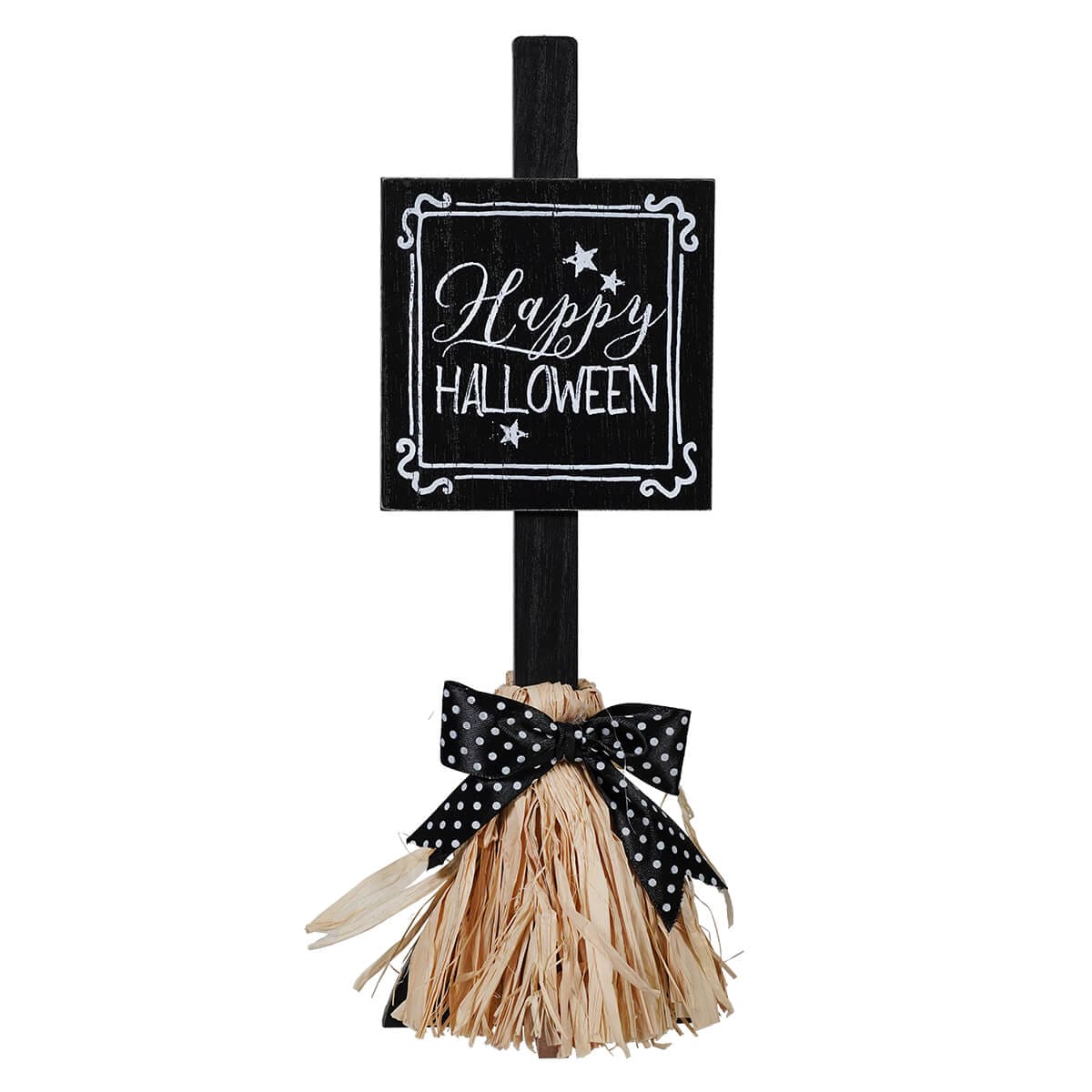 ’Happy Halloween’ Straw Broom Sign - Halloween