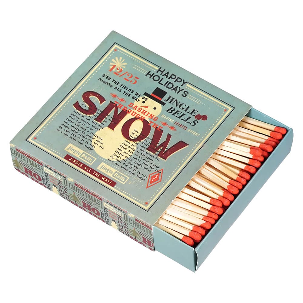 Happy Holidays Snowman Safety Matches in Matchbox - Christmas