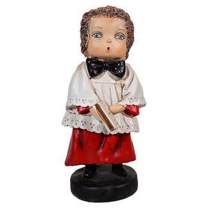 Harper Caroling Boy Resin Figurine