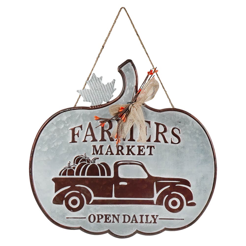 Harvest Farmers Market Metal Pumpkin Sign