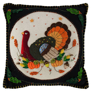 Harvest Turkey With Fall Gourds Pillow