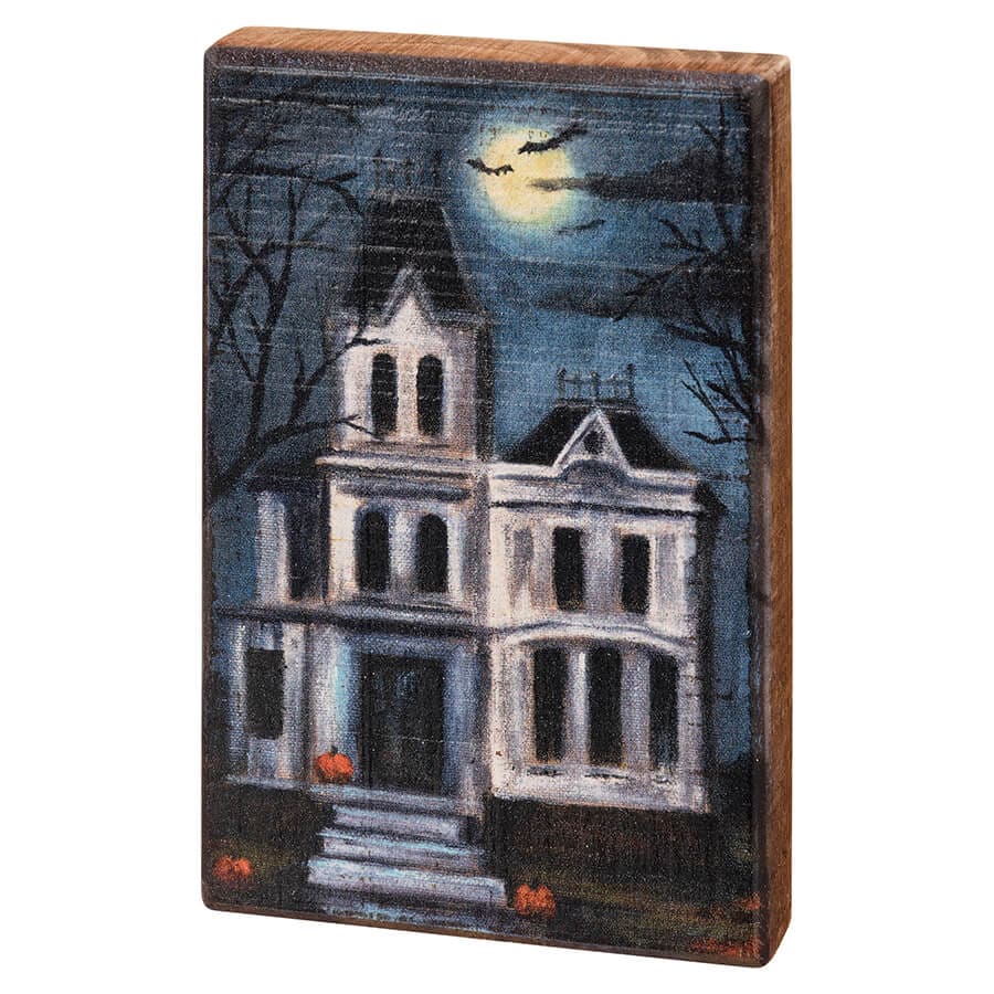 Haunted House Block Sign