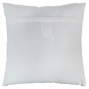 White square throw pillow with a zipper closure.
