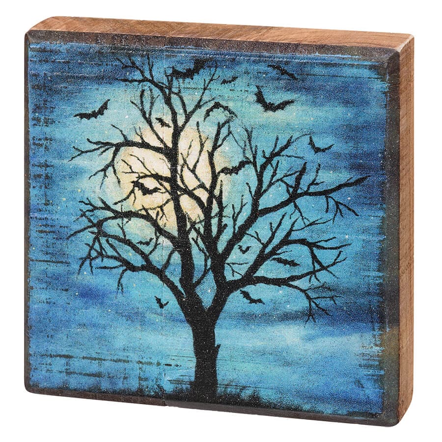 Haunted Tree Block Sign