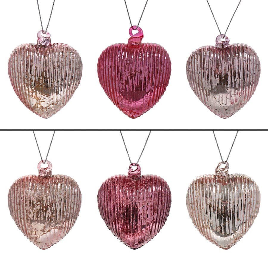 Heartfelt Striped Ornaments Set/6