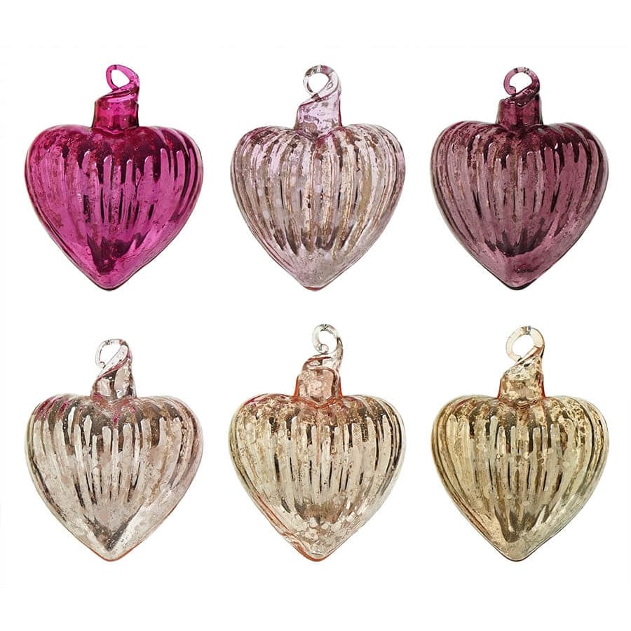 Heartfelt Striped Ornaments Set/6