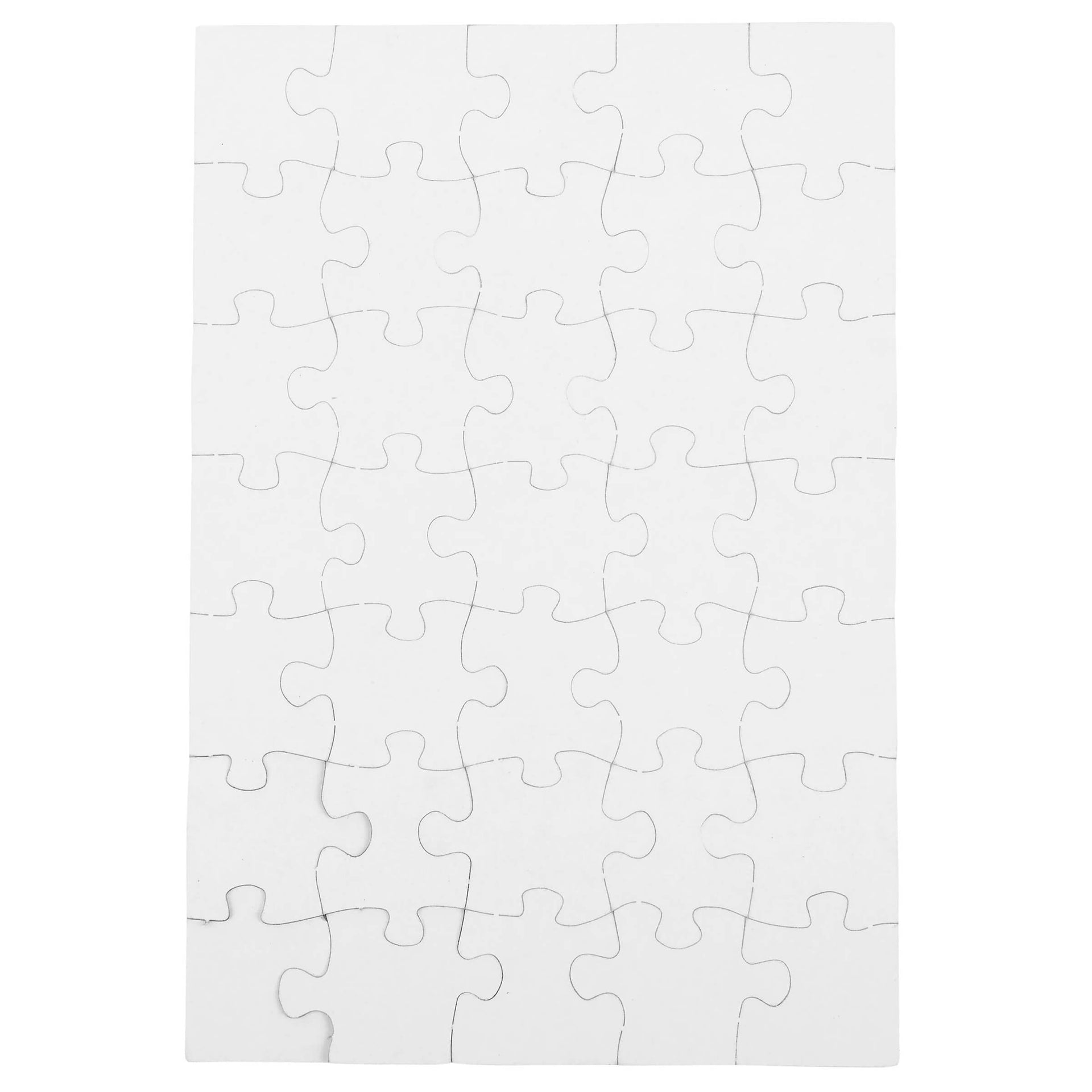 White holiday jigsaw puzzle with interlocking pieces arranged in a grid for valentine’s day card use
