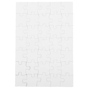 White holiday jigsaw puzzle with interlocking pieces arranged in a grid for valentine’s day card use