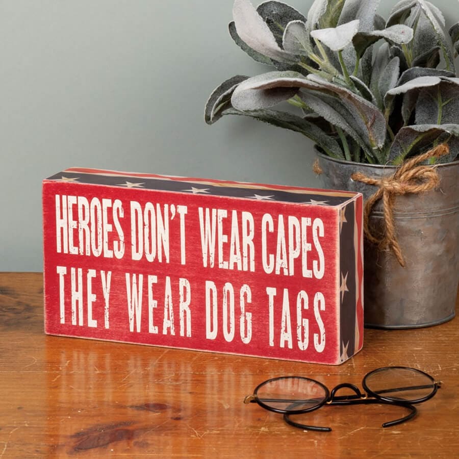 Heroes Dog Tags Box Sign - Patriotic