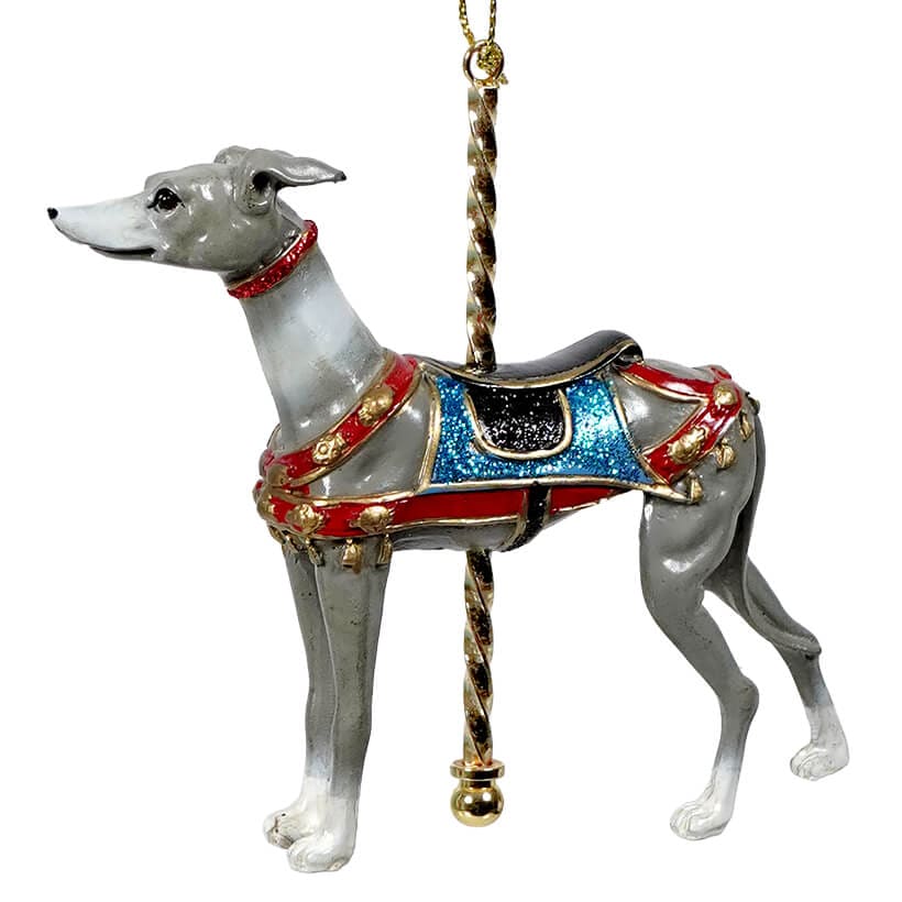 Highly Decorated Carousel Greyhound Dog Ornament - Ornaments