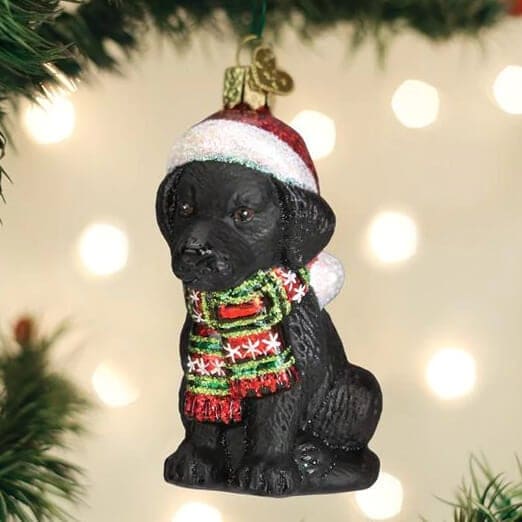 Holiday Black Labrador Puppy Ornament