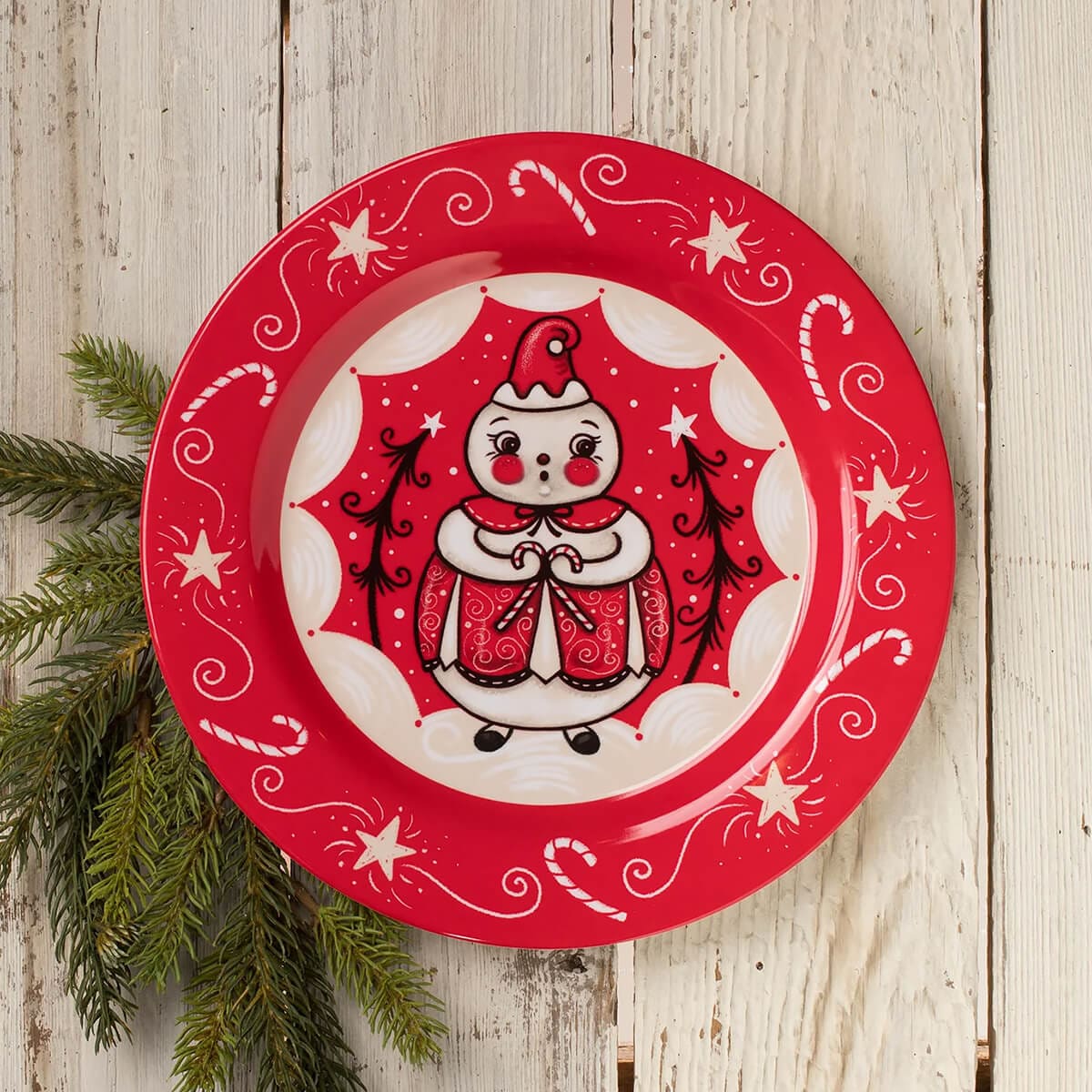 Holiday Double Cane Candice Plates Set/4 - Christmas