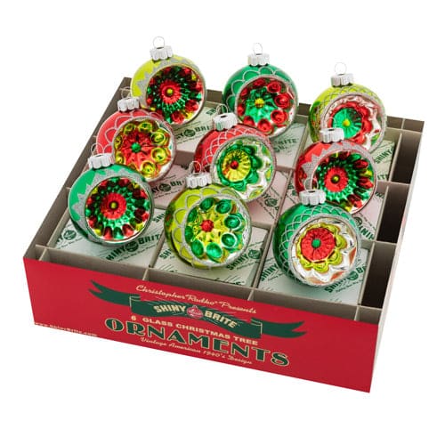 Holiday Splendor Reflector Round Ornaments Set/9