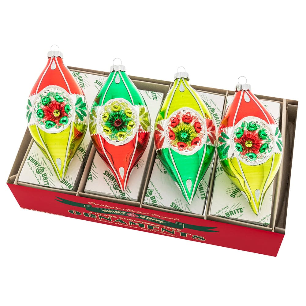 Holiday Splendor Reflector Tulip Ornaments Set/4