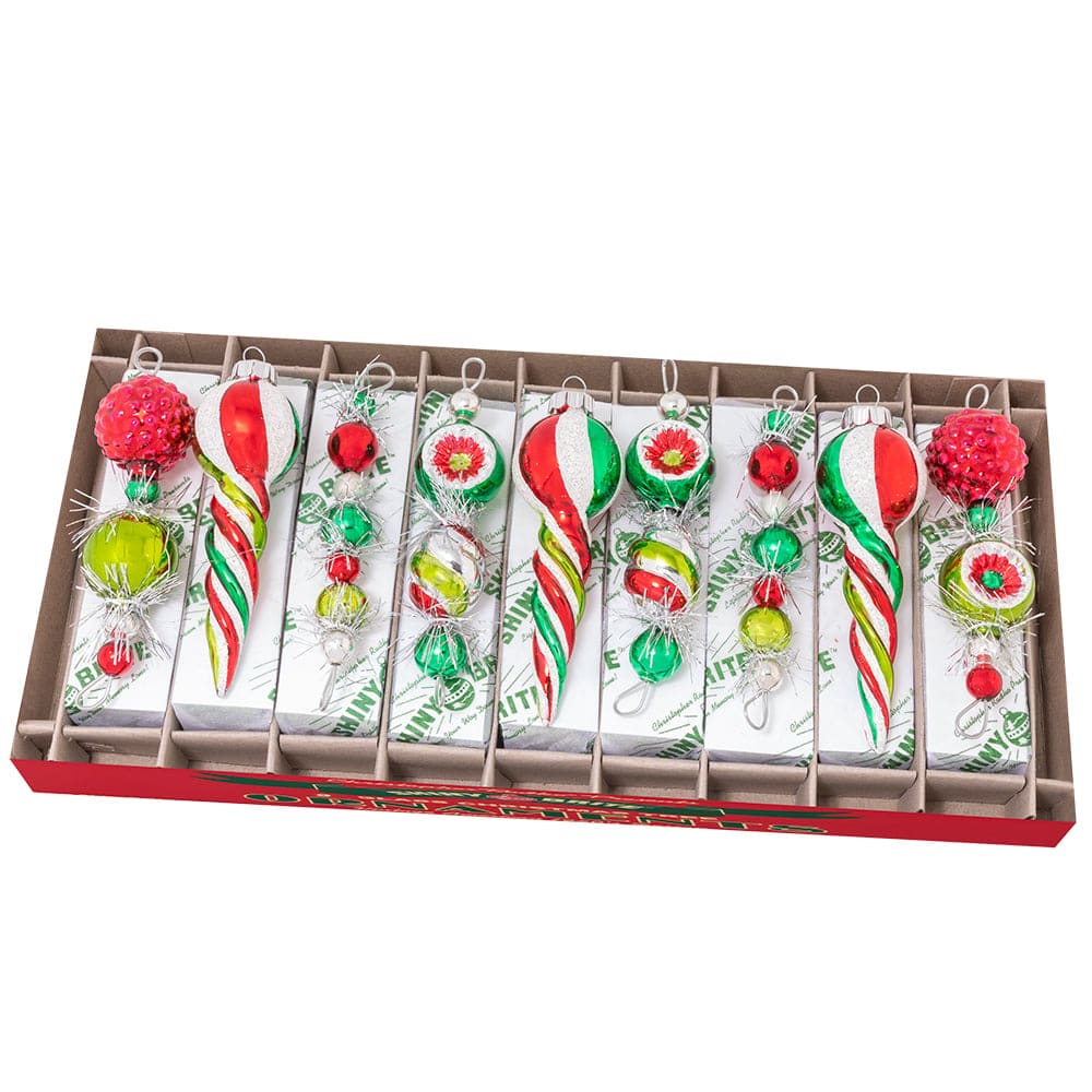 Holiday Splendor Shape Icicle Ornaments Set/9