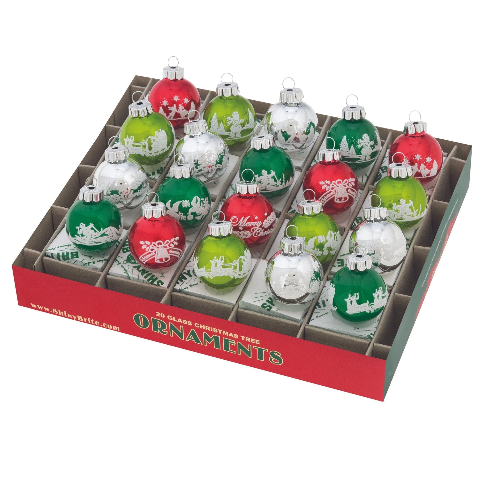 Holiday Splendor Signature Flocked Round Ornaments Set/20