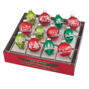 Holiday Splendor Signature Flocked Tulip & Round Ornaments Set/12