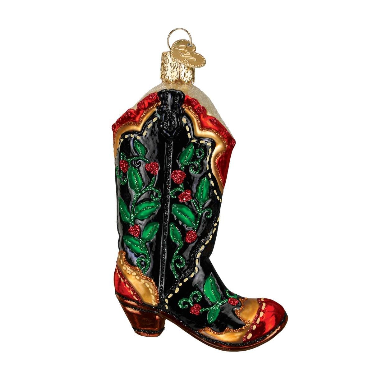 Holly Berry Cowboy Boot Ornament