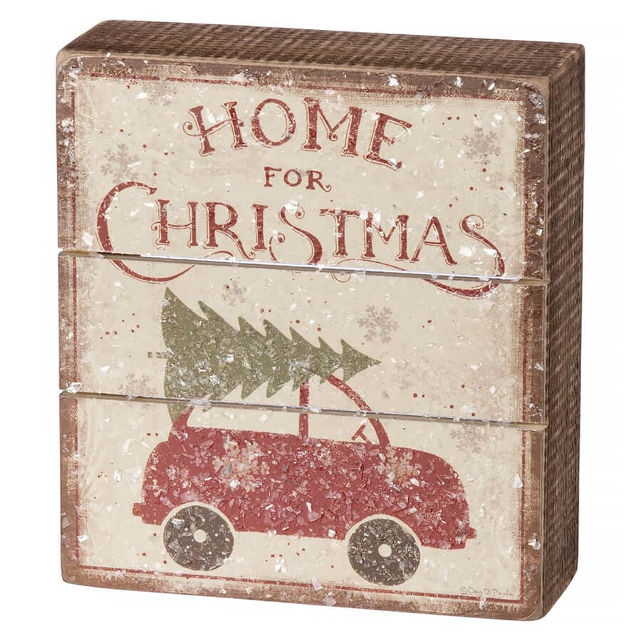 Home For Christmas Slat Box Sign - Christmas