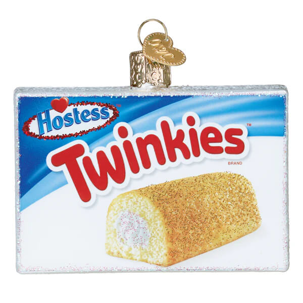 Hostess twinkies box ornament glass christmas ornament with gold heart keychain perfect for holiday decor