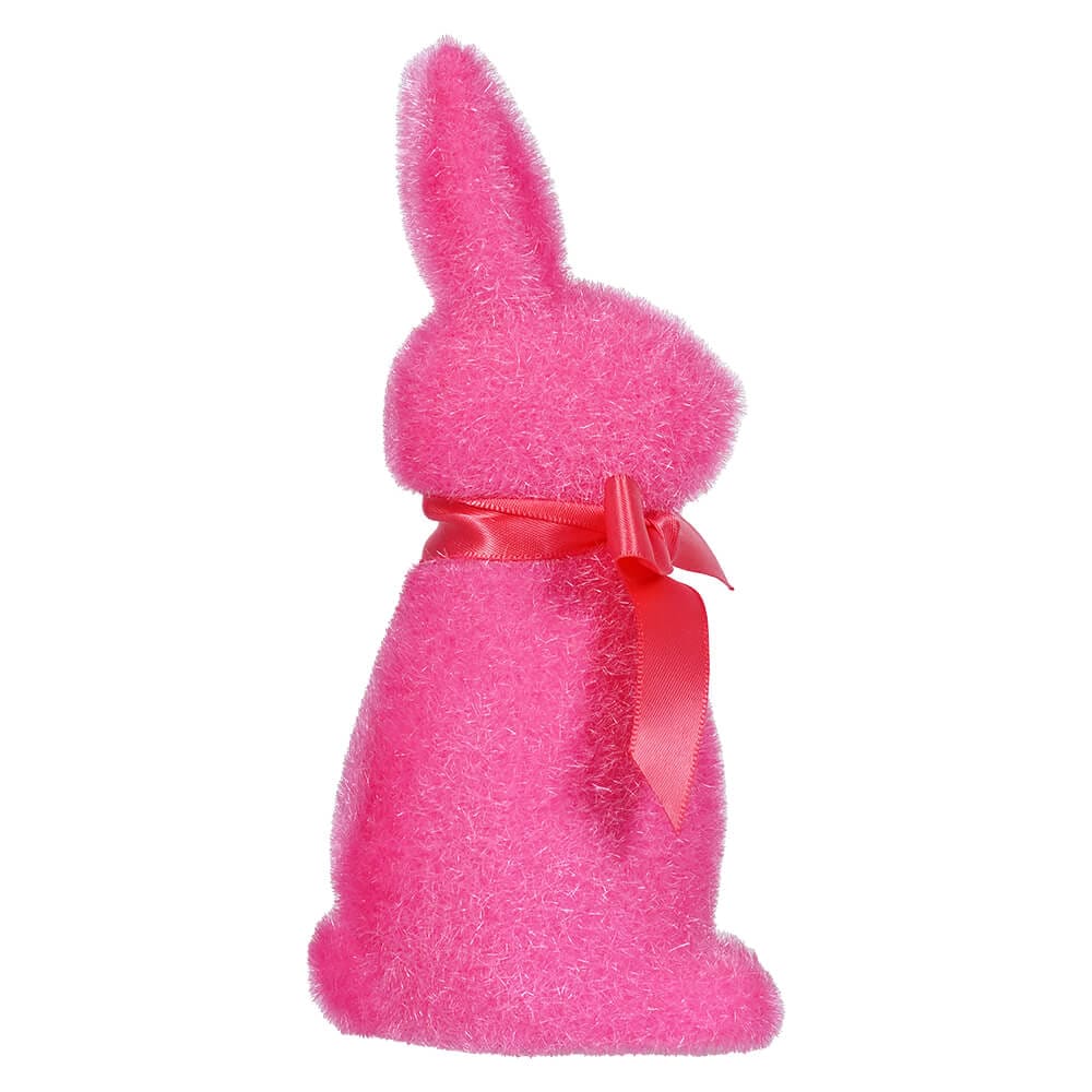 Hot Pink Flocked Button Nose Bunny