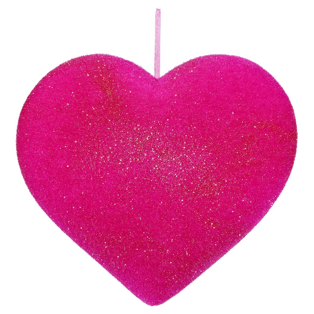 Hot Pink Large Flocked Heart