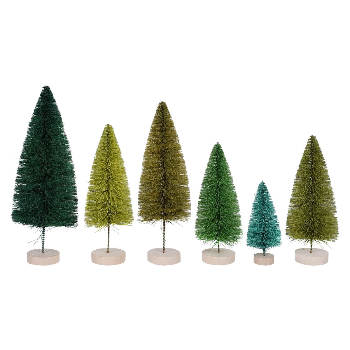 Hues of Green Bottle Brush Trees Set/6