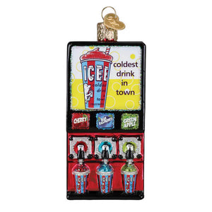 Icee machine ornament glass ornament shaped like a classic red and blue icee machine for holiday decor