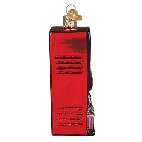 Red glass icee machine ornament with gold metal hook and keyhole detail perfect as a glass or icee ornament