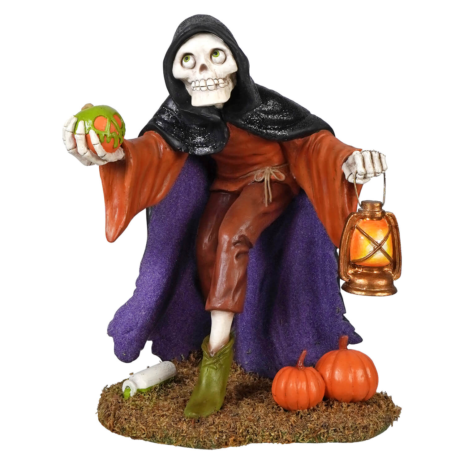 Halloween igor skeleton figurine in white plastic showing detailed bones for spooky decoration