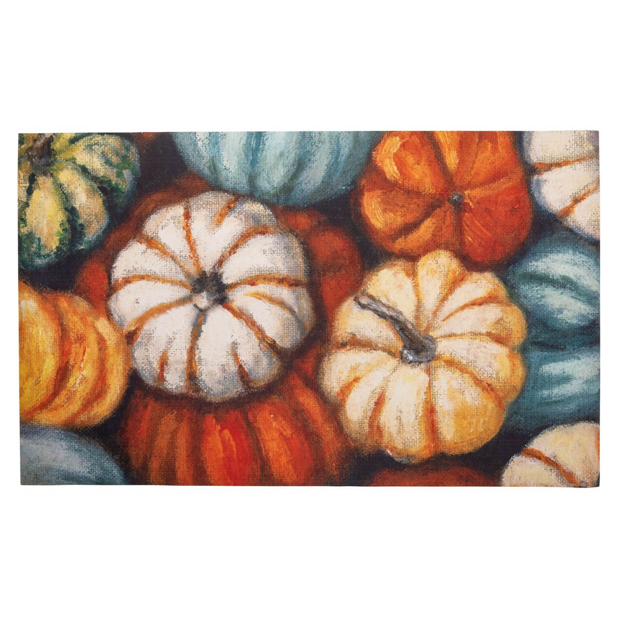 Colorful assortment of pumpkins and gourds.