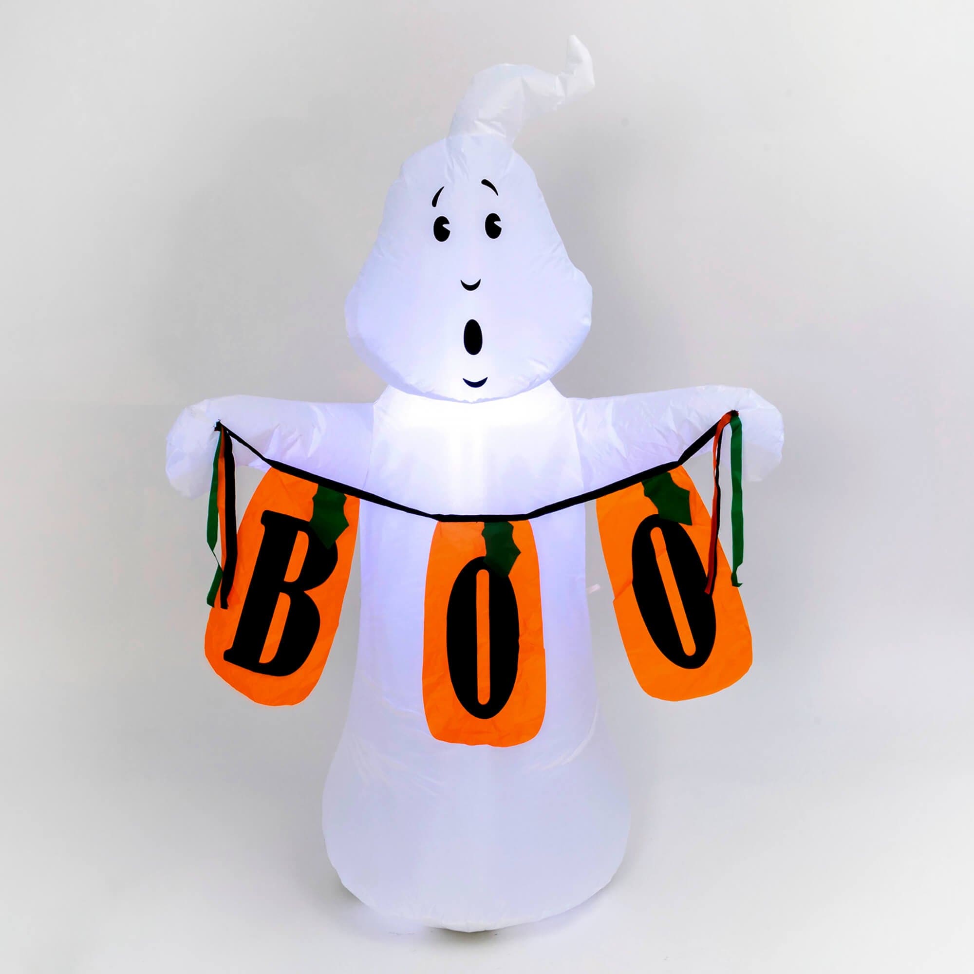 Inflatable Lighted Color Changing Ghost Holding Boo Sign - Halloween