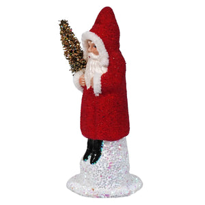 Ino Schaller Beaded Red Coat Santa Holding Tree - Christmas