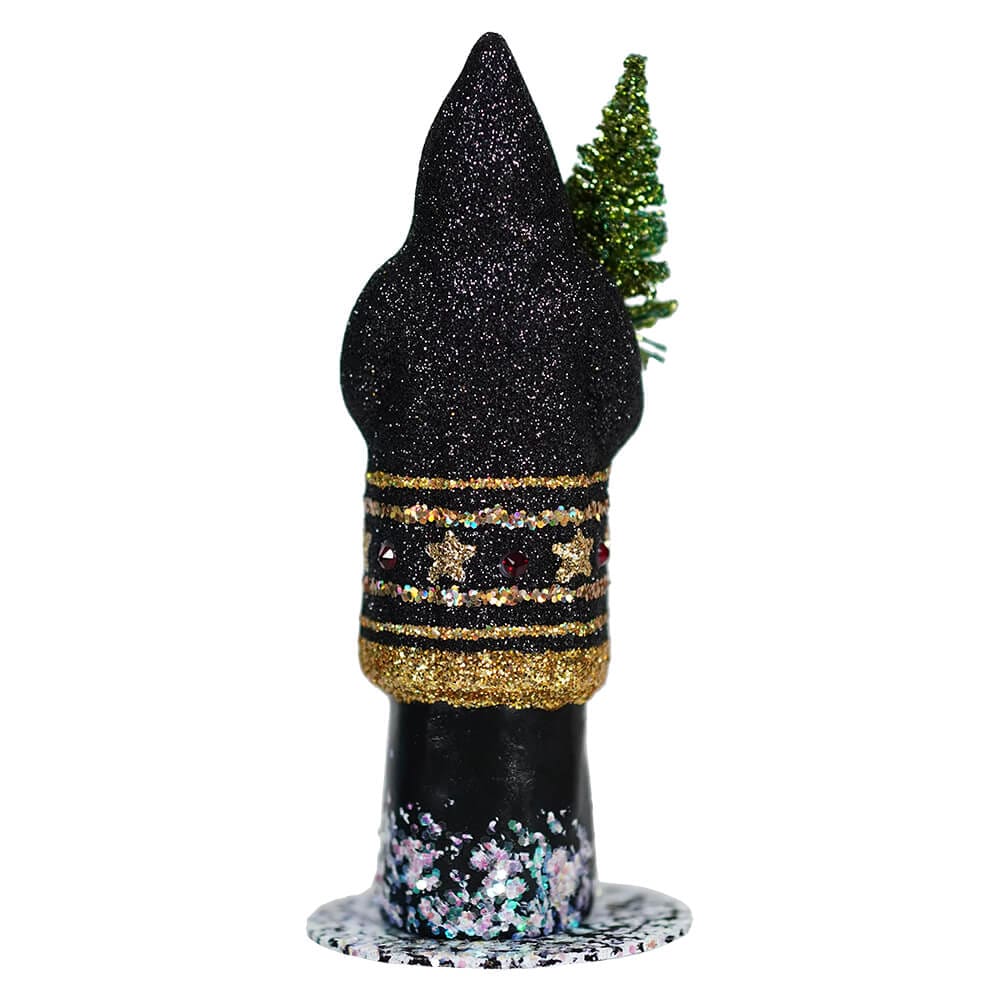 Ino Schaller Black Glitter Star Santa Holding Tree