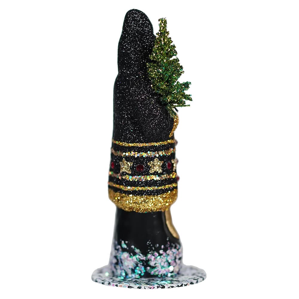 Ino Schaller Black Glitter Star Santa Holding Tree