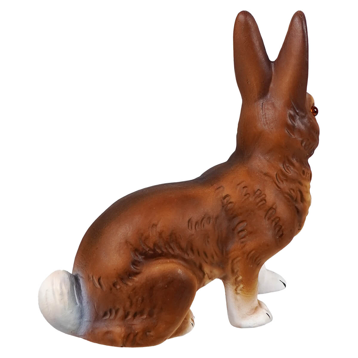Ino schaller brown sitting ceramic rabbit figurine with white-tipped ears and paws and detailed fur texture