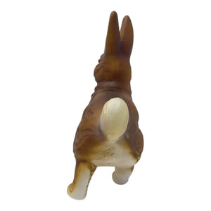 Ino schaller brown walking easter bunny paper mache figurine with cream tail and feet in a ceramic finish