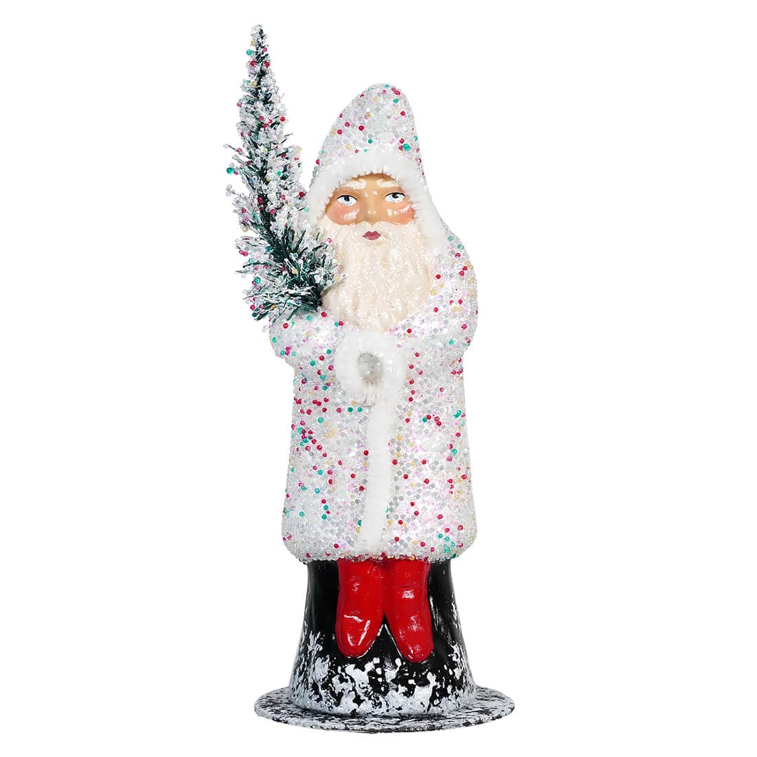 Ino Schaller Confetti Beaded Coat Santa Holding Tree