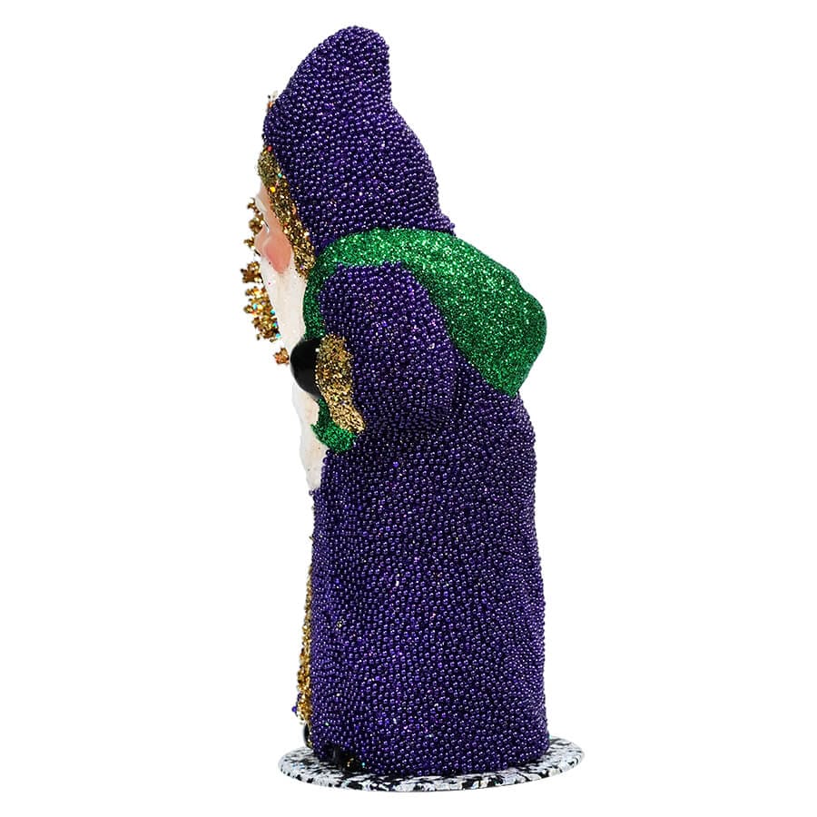 Ino Schaller Dark Purple Beaded & Glittered Santa Holding Gold Tree