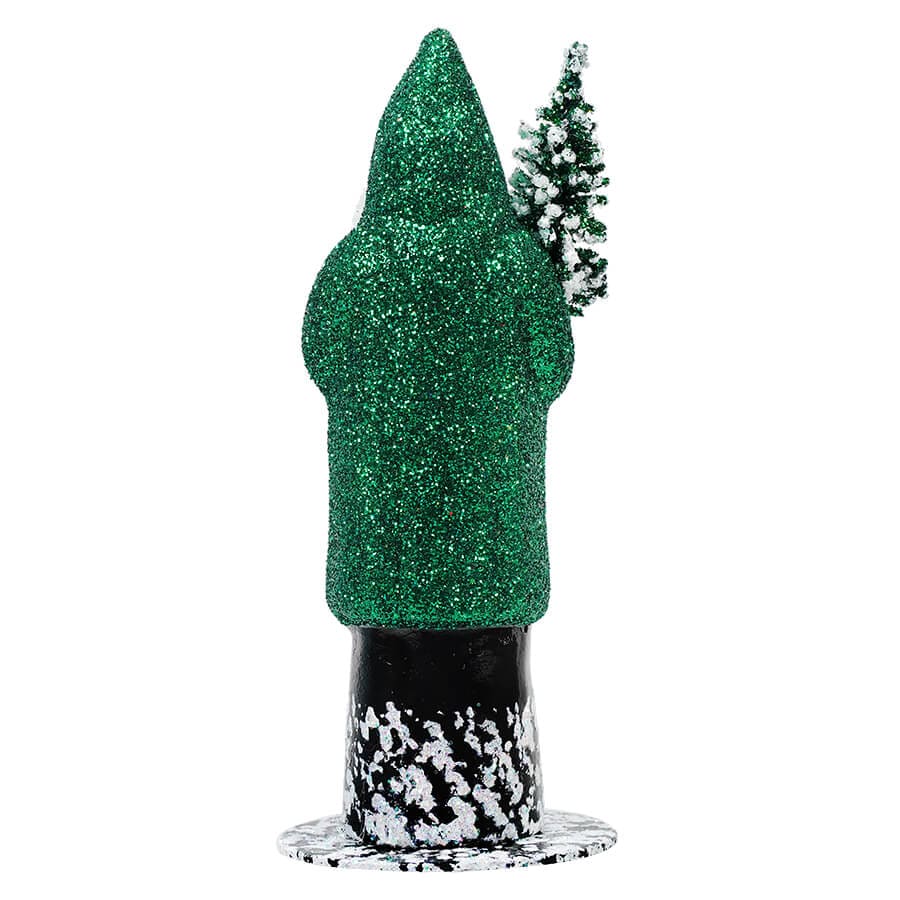 Ino Schaller Forest Green Glitter Santa Holding Tree